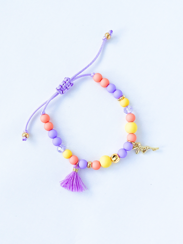 Kinderarmband 'Flower' - oranje paars geel