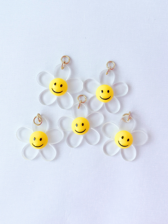 Bedel Bloem Smiley - wit, geel