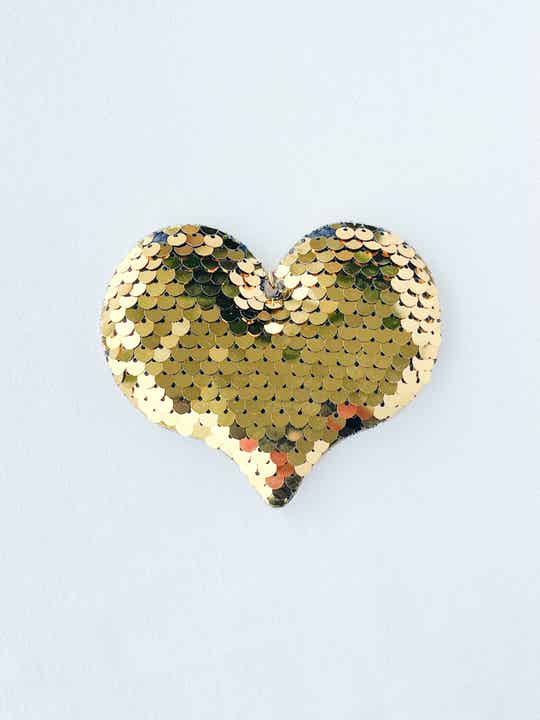 Bedel met pailletten | Hart - goud