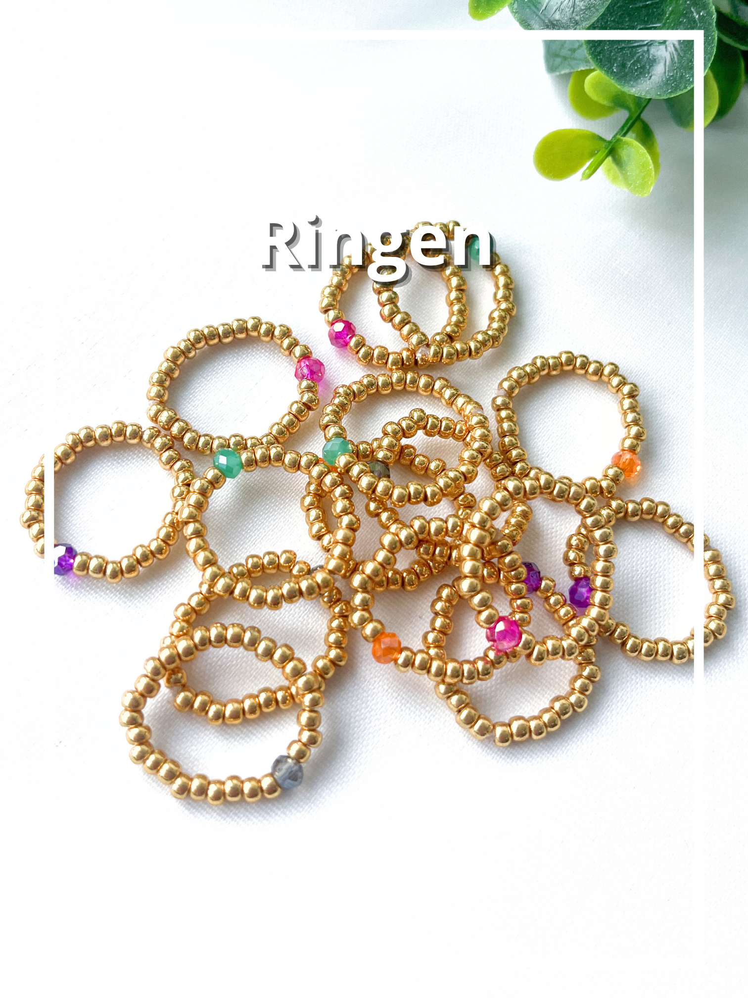 Handgemaakte damesring van Miyuki kralen – elastische en subtiele ring in verschillende kleuren.