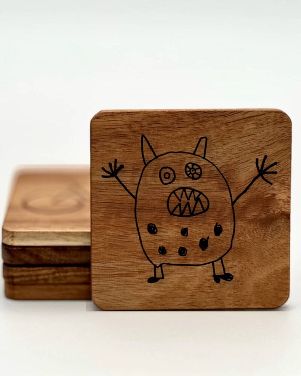 Tekening - Onderleggers Hout Vierkant