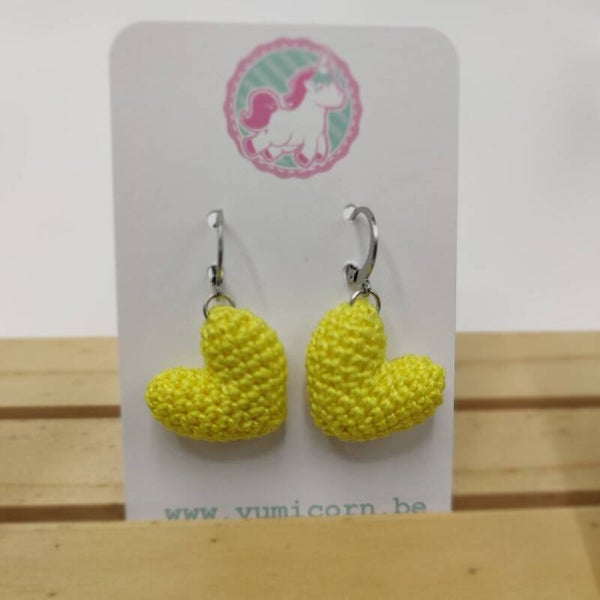 Boucles d'oreilles coeur jaune