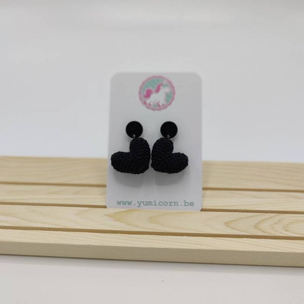 Boucles d'oreilles coeur noir
