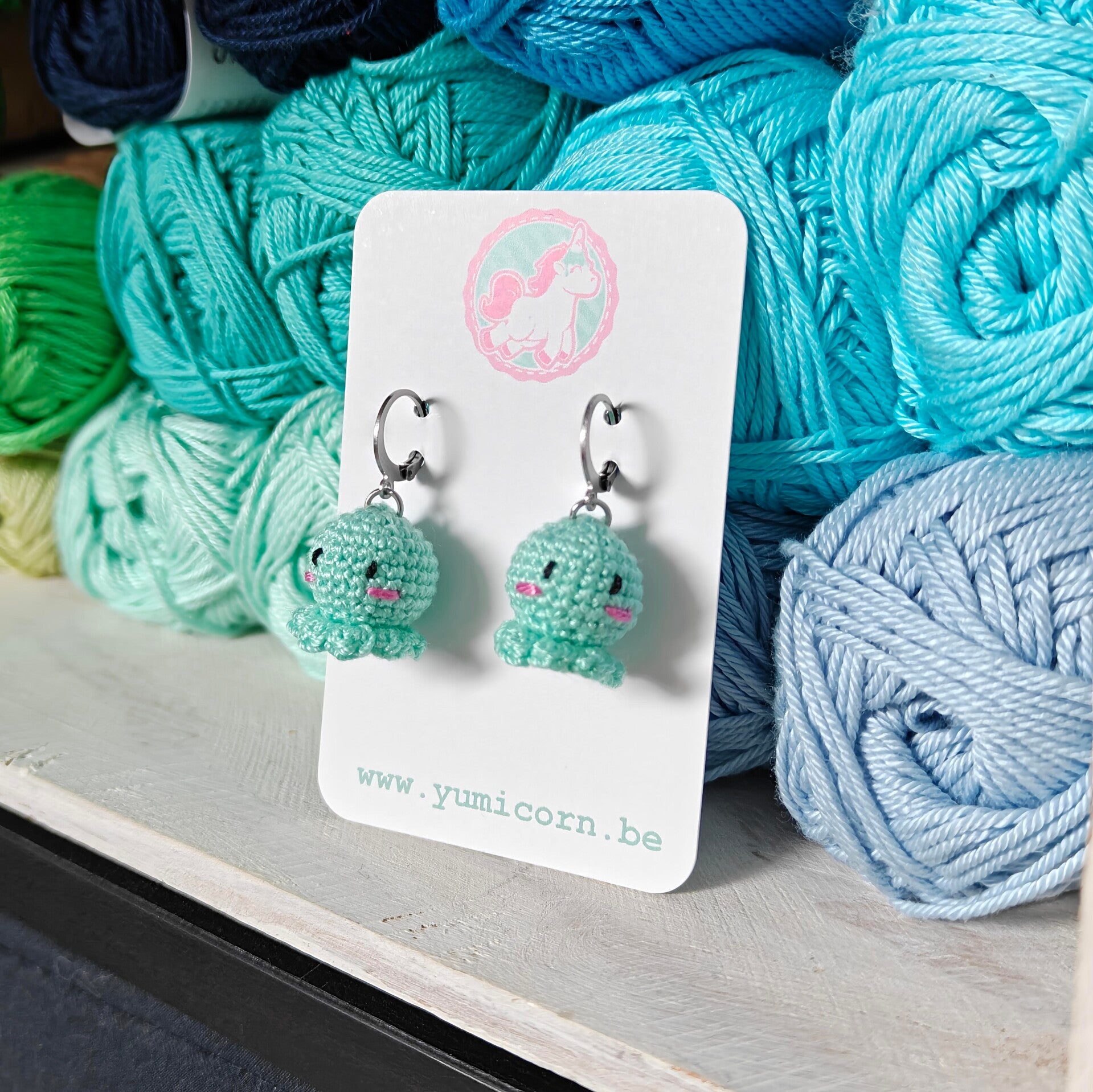 Boucles d'oreilles poulpes turquoise clair