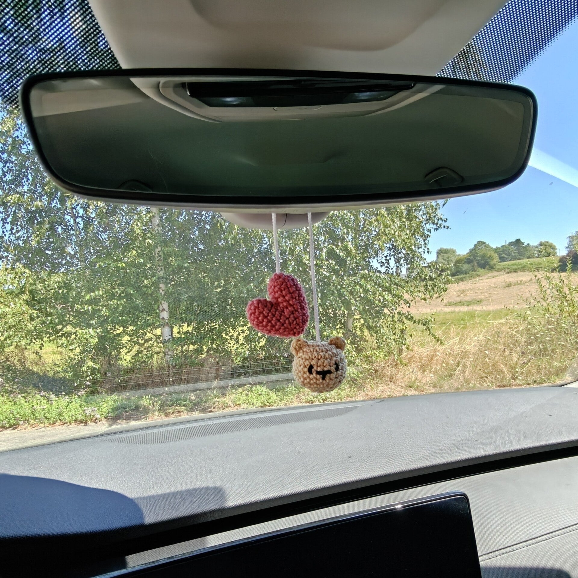 Suspension de rétroviseur - ours et coeur (petit)