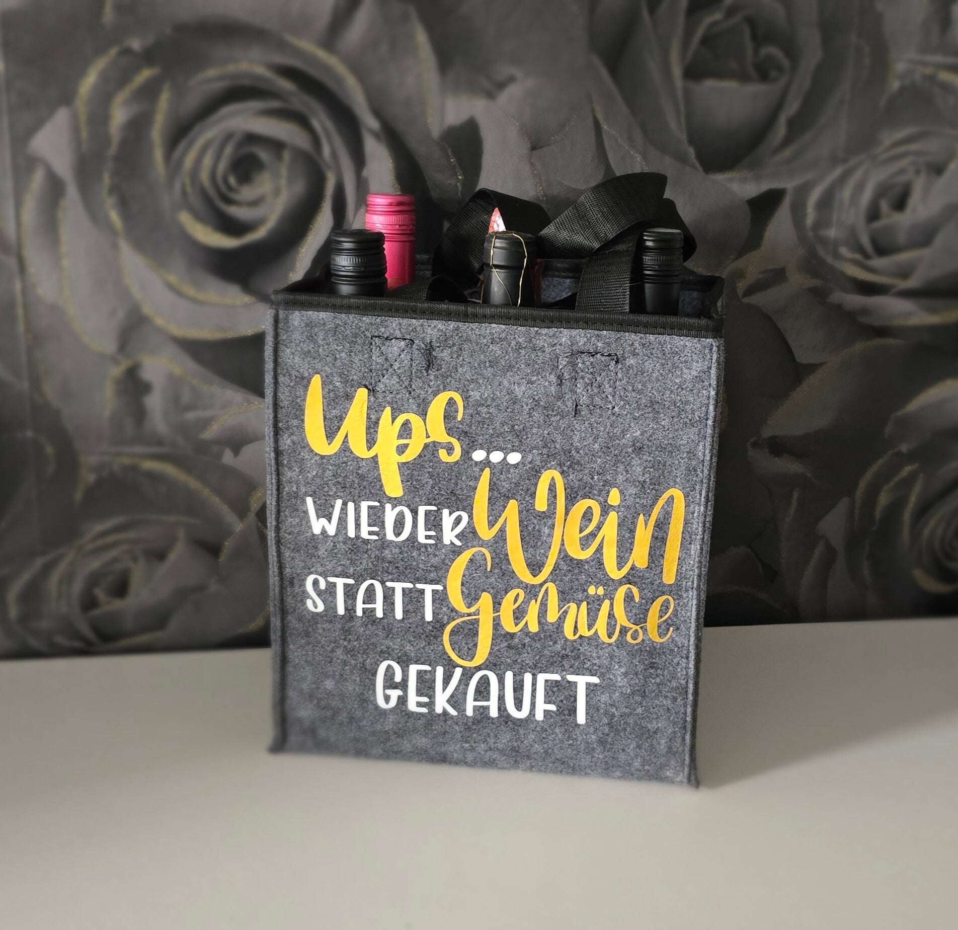 Tasche "Ups... wieder Wein statt Gemüse gekauft"