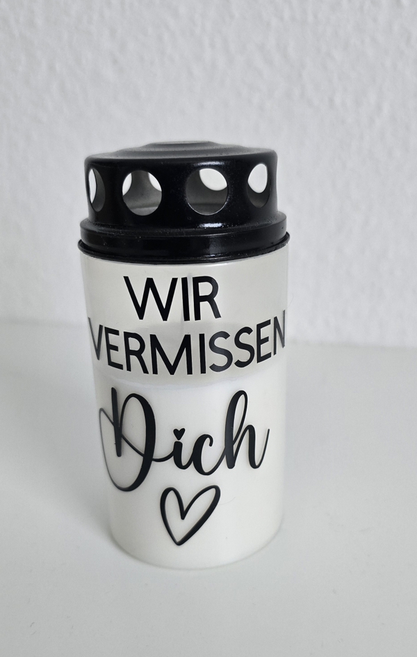 Grabkerze Wir vermissen Dich