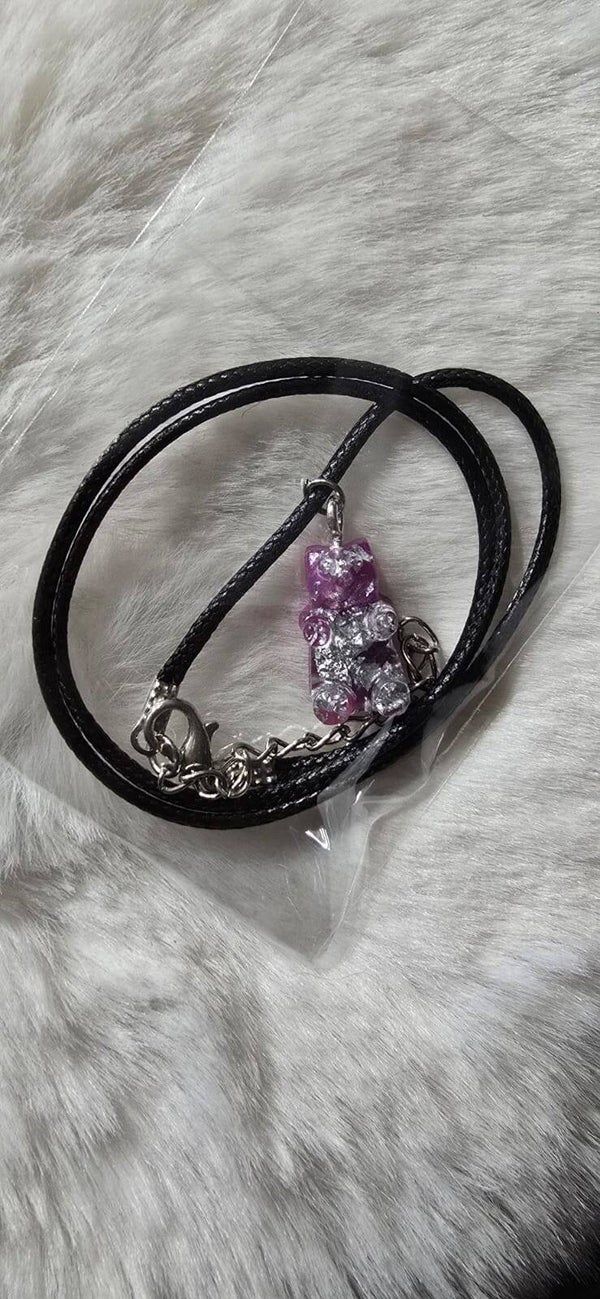 Bärchenkette klein Pink-Blauglitzer