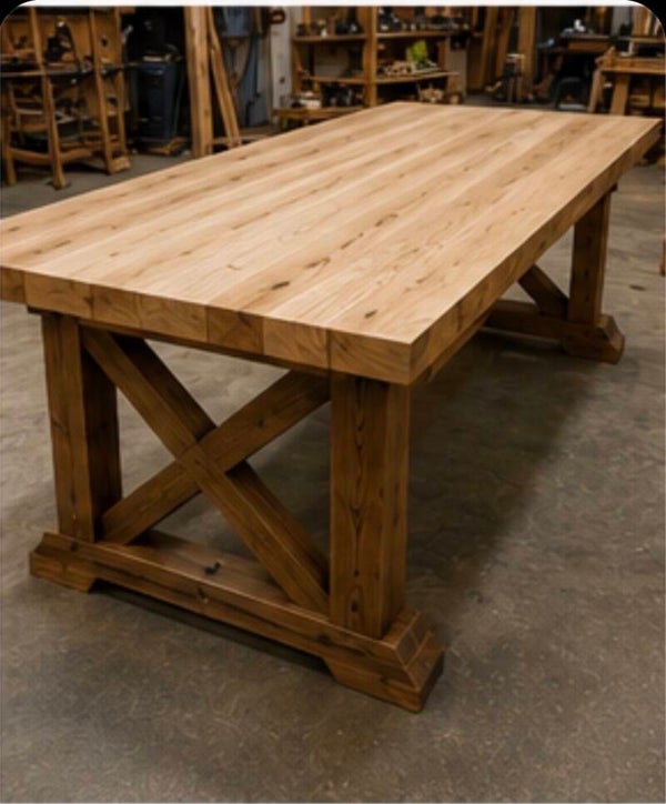 36x96 Inch Farmhouse trestle table
