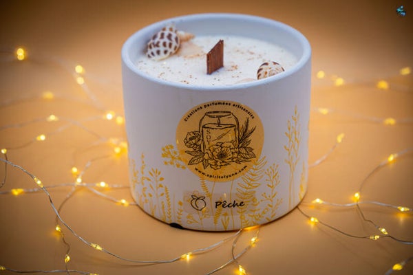 Bougie Fleurs jaunes - Pêche