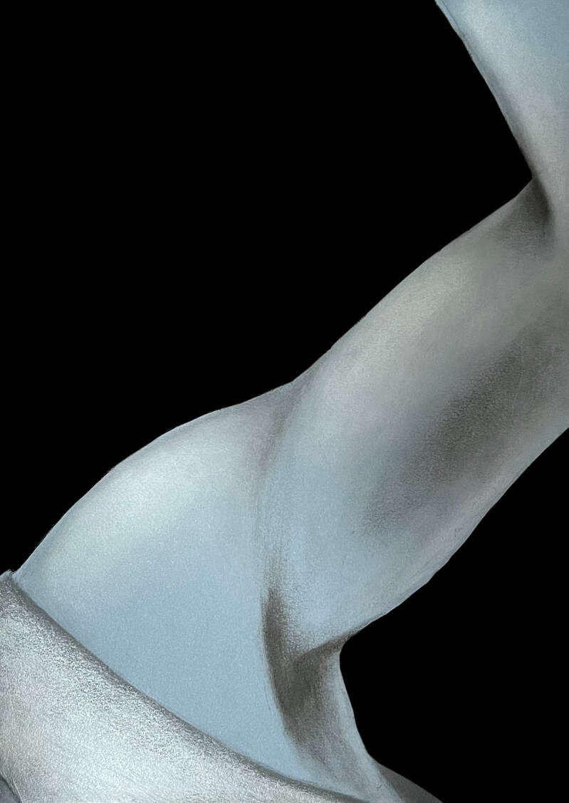 Olio e acrilico su carta. Braccio nudo di donna