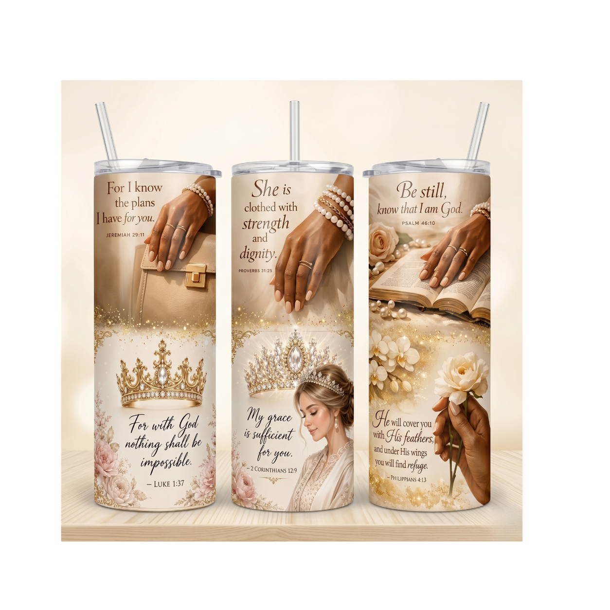 Christelijke 20 oz Skinny Tumbler – Luxe Faith Design
