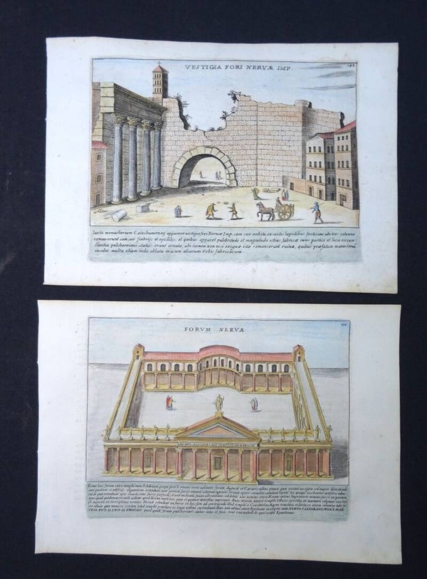 Rome, Forum of Nerva, 2 views  Giacomo Lauro, 1625, Forum Nervae / Vestigia Fori Nervae Imp