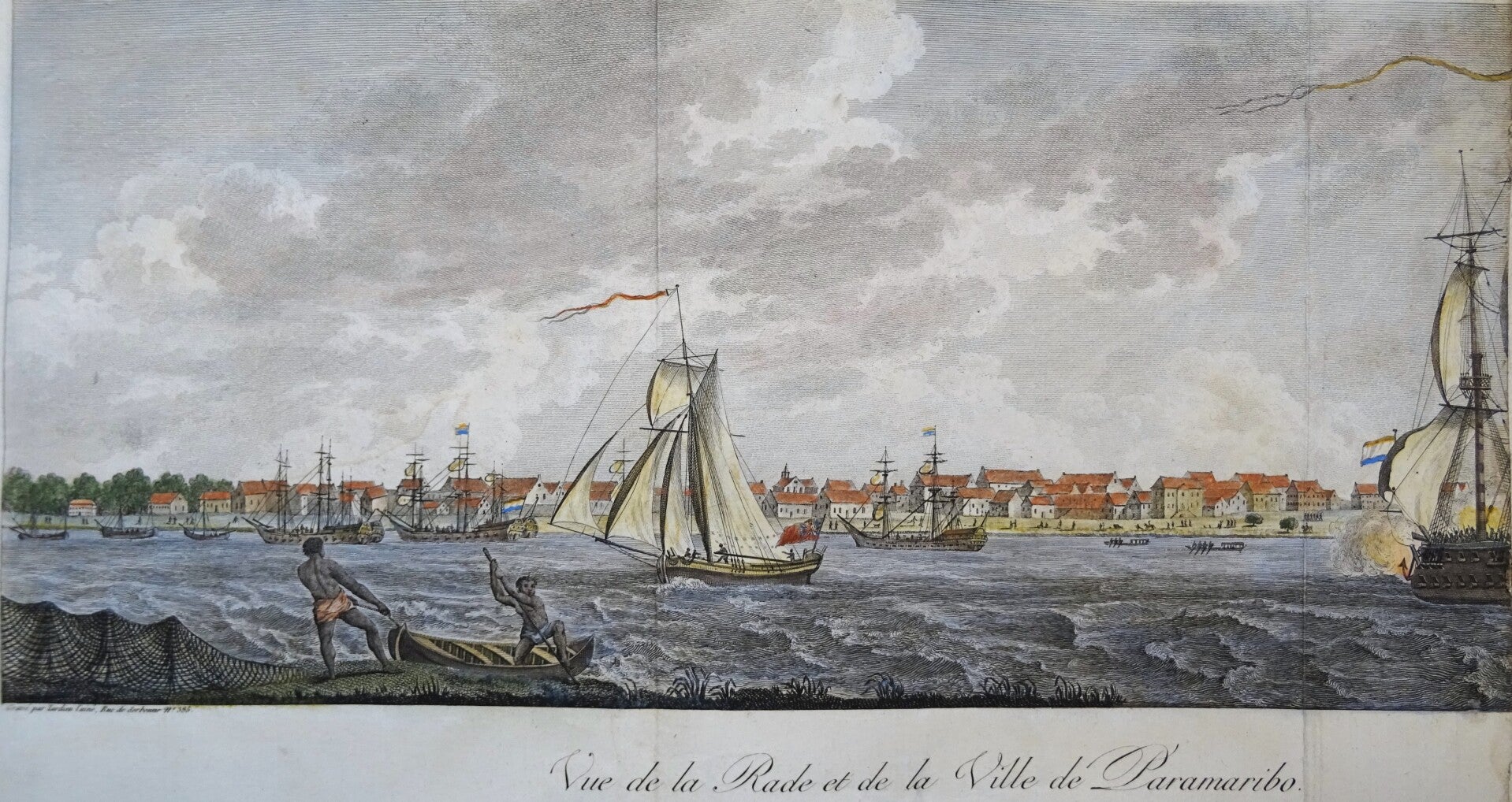 Suriname, Paramaribo Stedman, 1798, Vue de la Rade et de la Ville de Paramaribo
