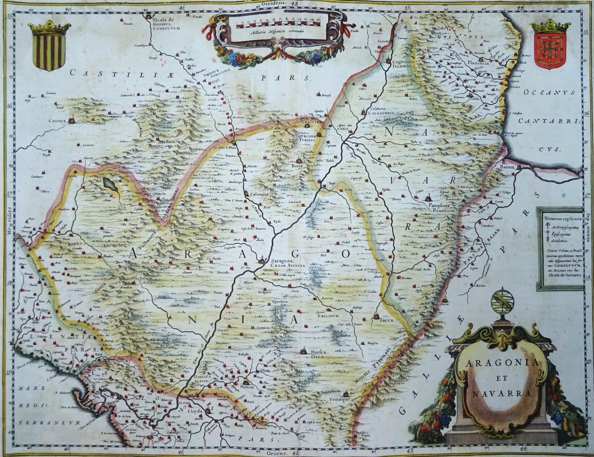 Spain, Aragón, Zaragoza,… Janssonius/Labana, 1636, Novissima Arragoniae Regni Tabula