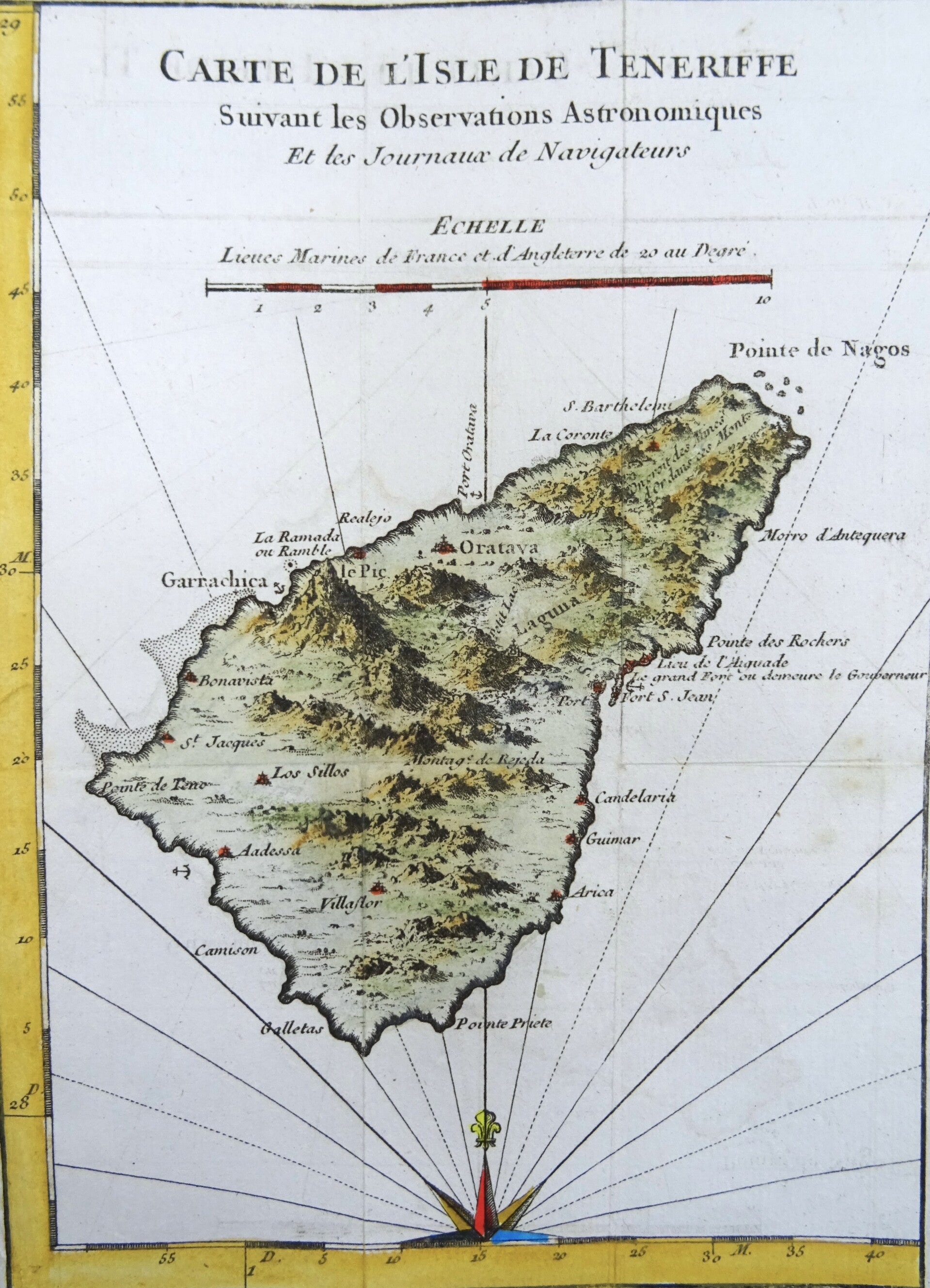 Spain, Tenerife, Canary Islands, Bellin, 1746, Carte de l´Isle de Teneriffe