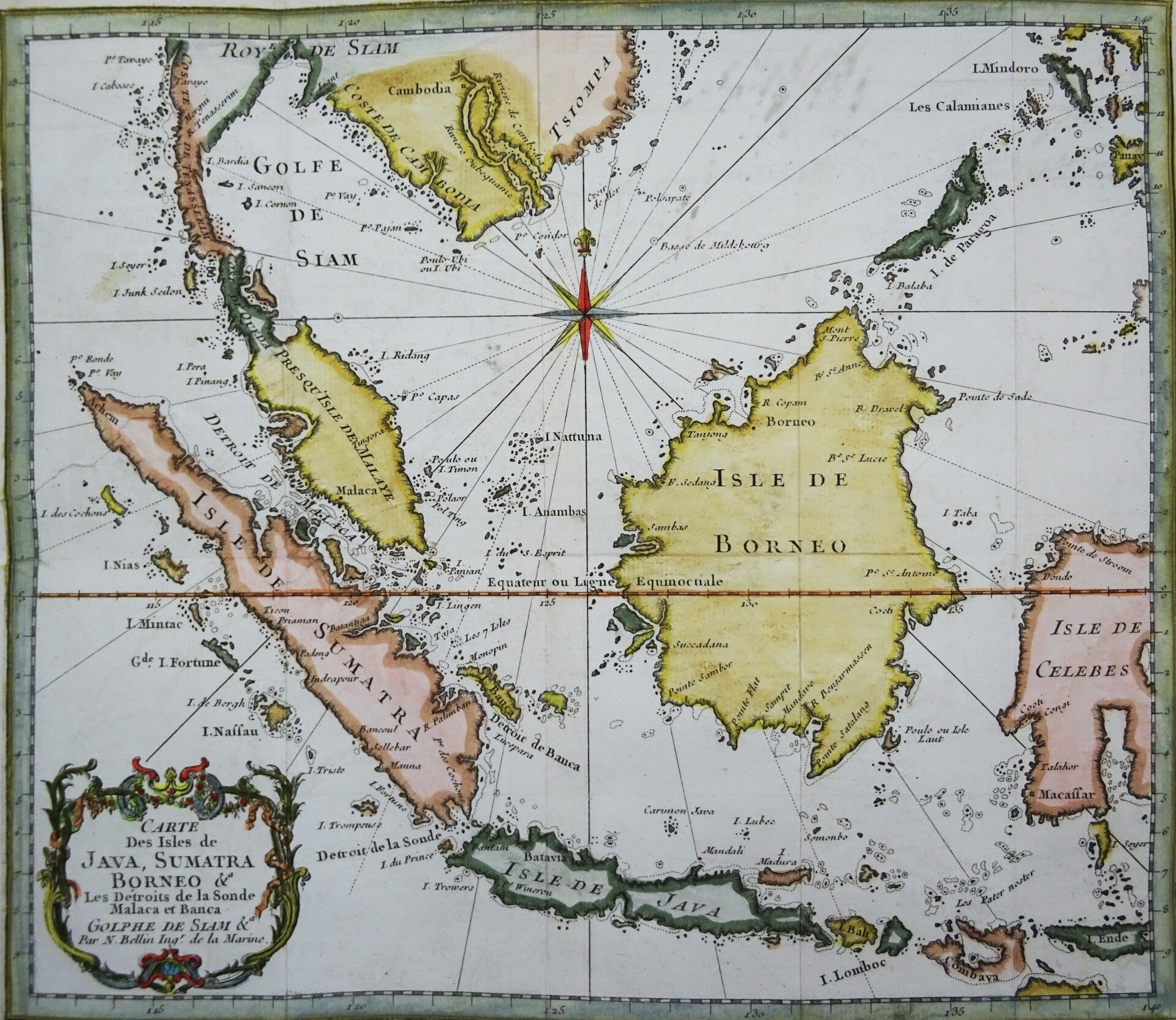 Indonesia, Malaysia, Singapore, Cambodia... Bellin, 1746, Carte des Isles de Java, Sumatra et Borneo (..)
