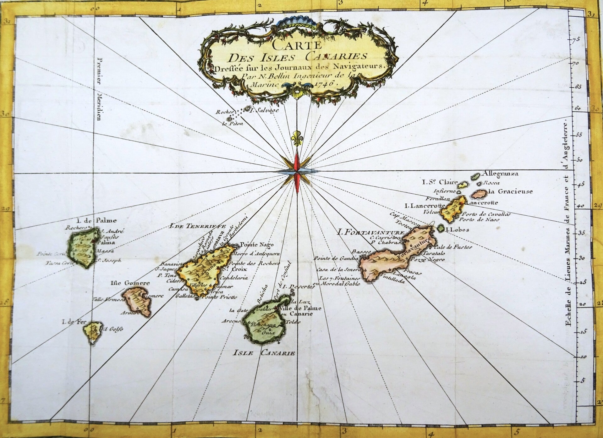 Spain, Canary Islands J.N. Bellin, 1746, Carte Des Isles Canaries….