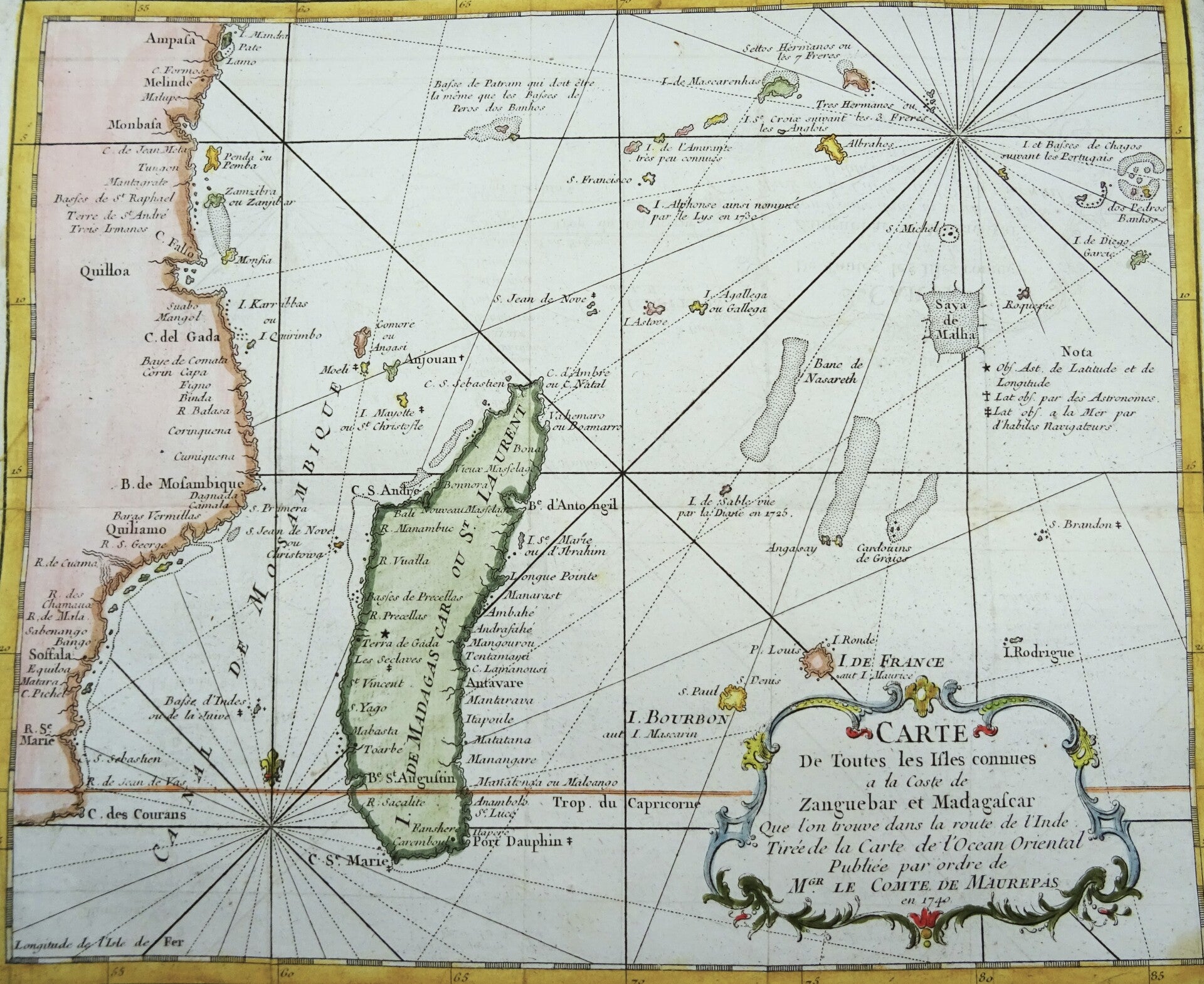 Madagascar / Mauritius / Reunión / Comores / Seychelles Bellin, 1746, Carte de Toutes les Isles Connues a la Coste de Zanguebar et Madagascar…