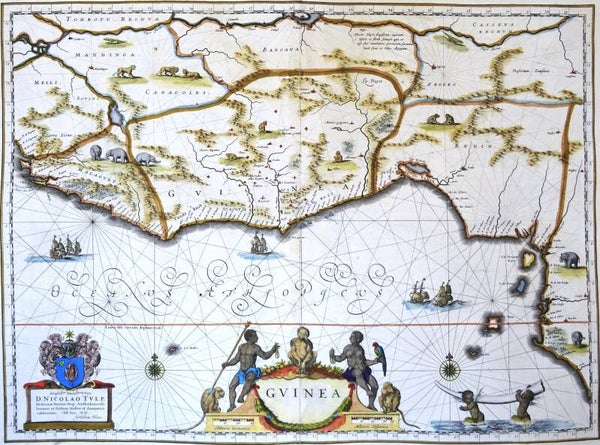 West Africa, Sierra Leone, Liberia, Ivory Coast, Ghana, Benin, Gabon... W. Blaeu, 1635, Guinea