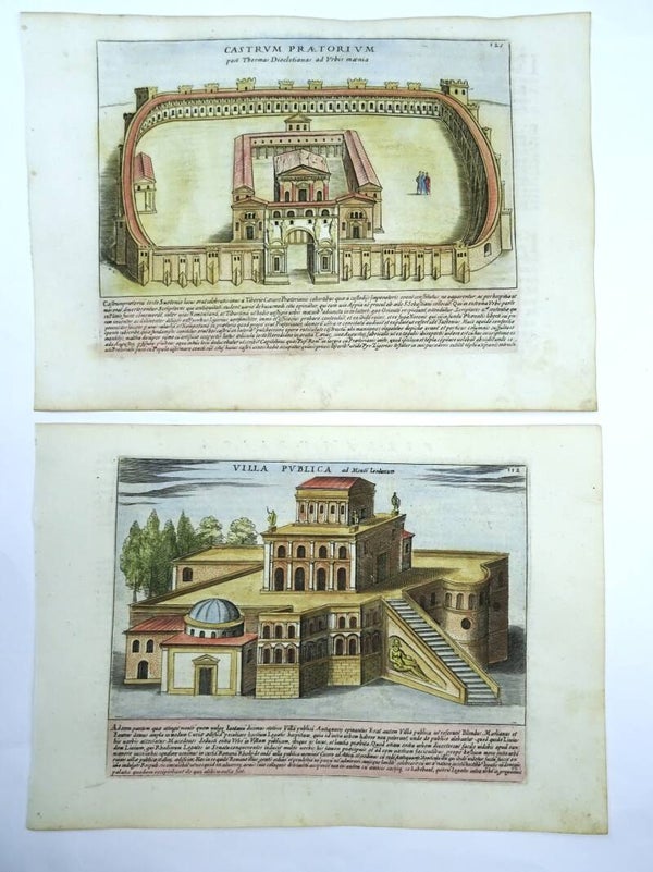 Rome, Castro Pretorio, Monte Giordano, Campus Martius, 2 views  Giacomo Lauro, 1625, Castrum Praetorium / Villa Publica