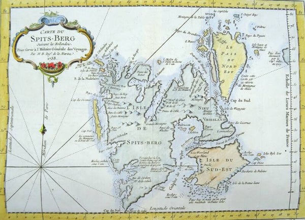 Norway, Svalbard, Spitsbergen, Polar Sea, Bellin, 1758, Carte du Spits-Berg