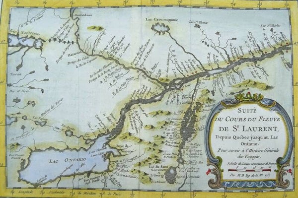 Canada, Quebec, Ontario, Montreal, Quebec City Bellin, 1757, Suite du Cours du Fleuve de St. Laurent ...Lac Ontario