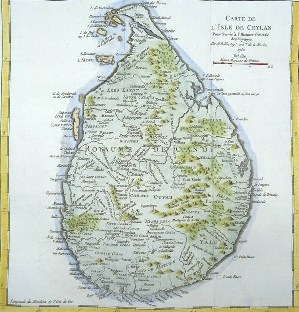 Sri Lanka, Ceylon, J.N. Bellin, 1750, Carte de l´Isle de Ceylan