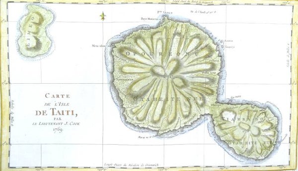 Tahiti, Bellin/Cook, 1769, Carte de l'isle de Taiti par ..J. Cook 1769