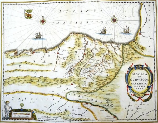 Spain, Basque Country, Cantabria, J. Janssonius, 1657, Biscaia et Guipuscoa Cantabriae Veteris Pars.