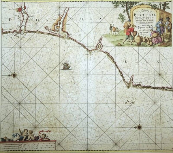 Portugal, Porto, Aveiro, Peniche, Barlenges... J. van Keulen, 1689, Paskaart... van Portugal... van Zurara tot de Barlenges