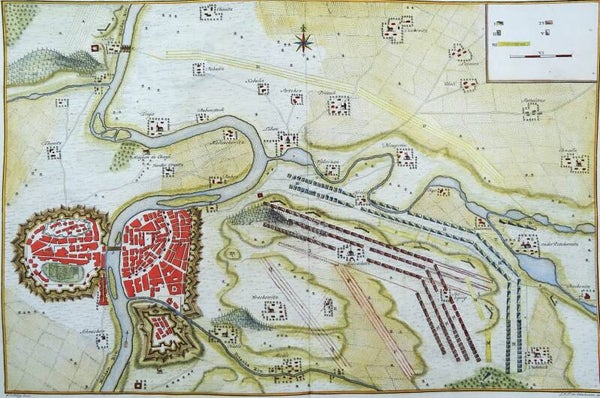 Czech Republic, Prague, De Hondt/Van der Schley, 1758, Plan de La Bataille, …., près de Prague; le 6 May 1757.