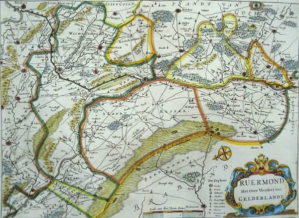 Netherlands, Limburg, Gelderland, Venlo, Weert, Helmond... Geelkercken, 1654, Ruermond het Over Vierdeel van Gelderlandt