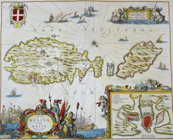 Malta, Gozo, La Valetta,  Janssonius, 1657, Insulae Melitae vulgo Malte : nova et accurata descriptio.