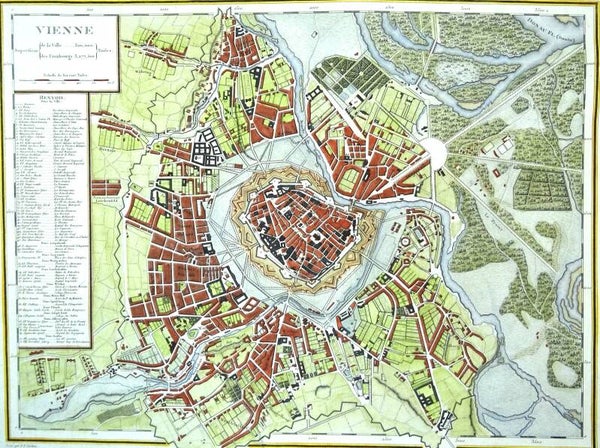 Austria, Vienna, 18th century town plan by Tardieu, 1792, Vienne