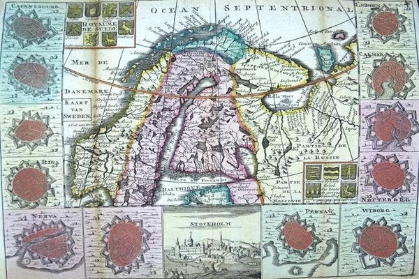 Scandinavia, Norway, Sweden, Denmark, Latvia, Estonia... De la Feuille, 1735, Royaume de Suede. / Kaart van Sweden.