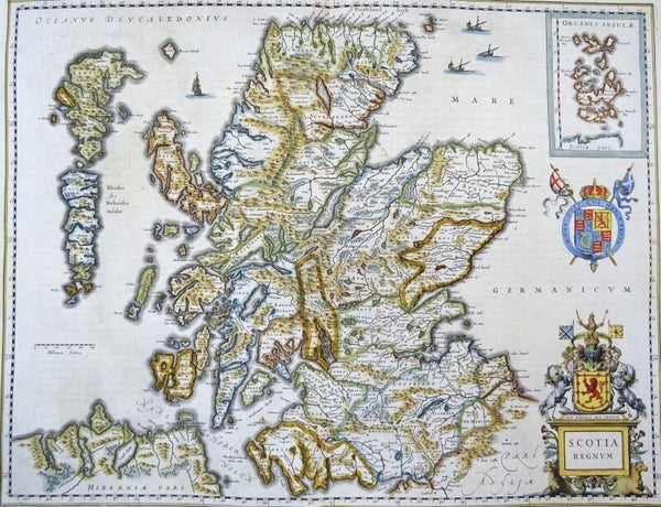 UK, Scotland, large map by W. Blaeu, 1635, Scotia Regnum