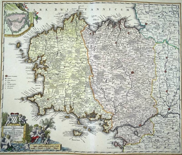 France, Bretagne (Brittany) Homann, 1716, Tabula ducatus britanniae gallis - Le gouvernement général de Bretagne