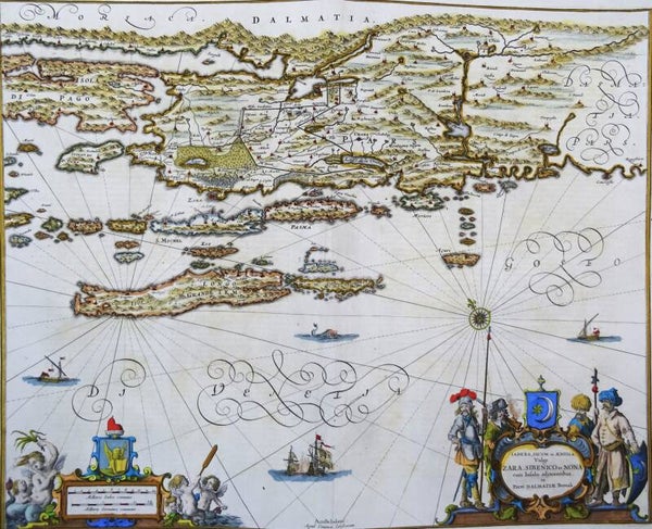 Croatia, Dalmatia, Zara, Janssonius, 1657, Iadera, Sicum et Aenona vulgo Zara, Sibenico et Nona cum insulis adjacentibus in parte Dalmatiae Boreali.