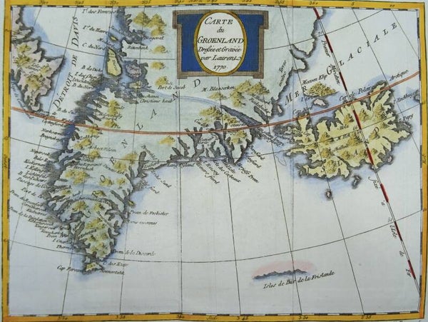 Greenland, Iceland, Canada, ´Friesland´, J.N. Bellin, 1770, Carte du Groenland par Laurent