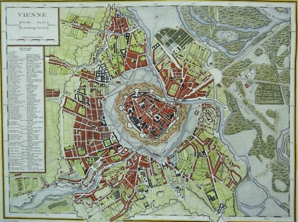 Austria, Vienna, 18th century town plan by Tardieu, 1792, Vienne