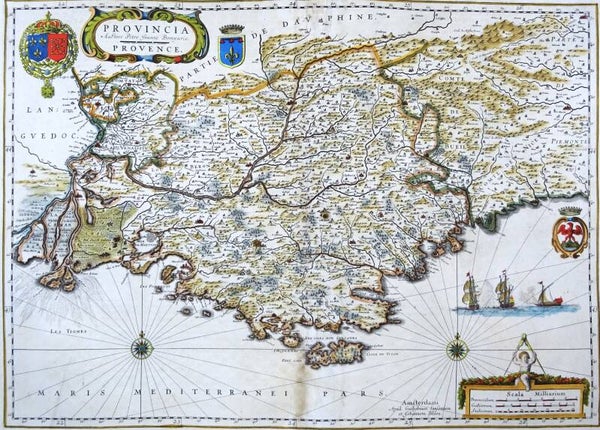 France, Provence, Côte d´Azur, Nice, Arles... W. Blaeu, 1635, Provincia / Provence