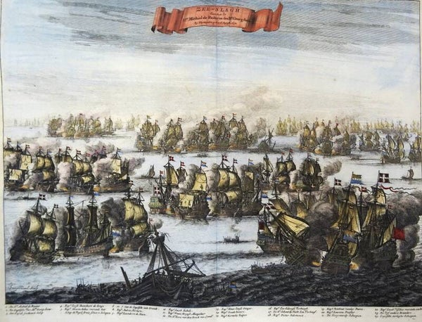 Naval Battle Dutch-English Fleet at Plymouth in 1652 Stoopendaal / Blaeu, 1685, Zee-Slagh…. By Plymuyden op den 26 Augusti 1652