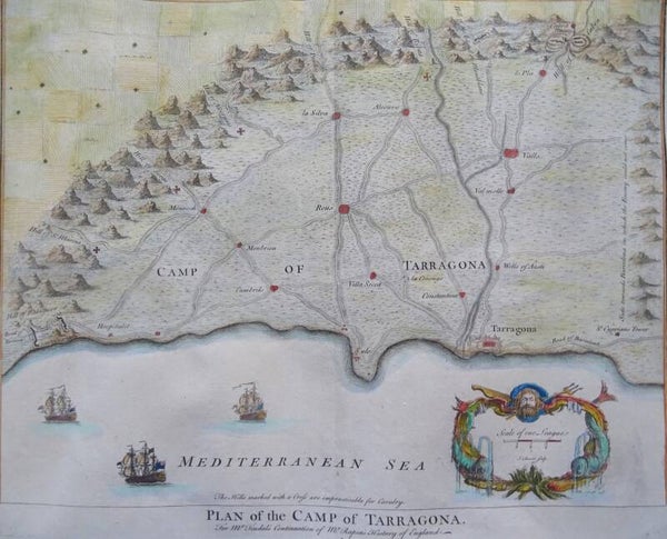 Spain, Tarragona, Reus, Salou, Tindal/Rapin/Basire, 1745,  Plan of the Camp of Tarragona