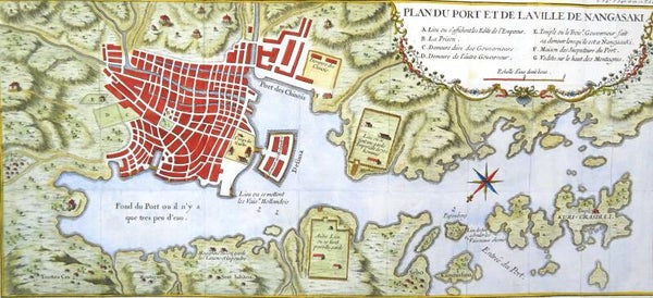 Japan, Nagasaki, Deshima De Charlevoix, 1736, Plan du Port et de la Ville de Nangasaki