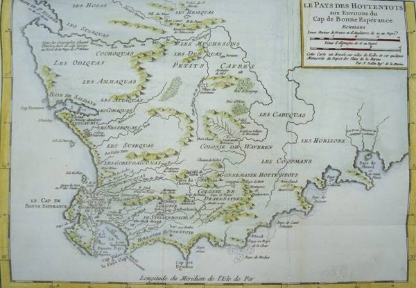 South Africa, Cape Colony, Cape Town, Stellenbosch, Bellin, 1748, Le Pays des Hottentots aux Environs du Cap (..)
