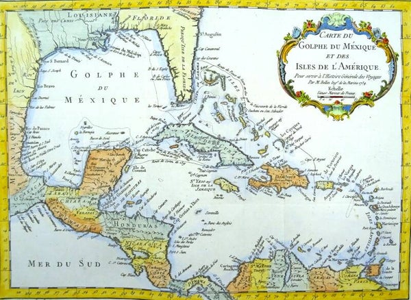 Caribbean Sea, Gulf of México, Central América, USA, Cuba, Bellin, 1754, Carte du Golphe du Mexique et des Isles de l´Amerique