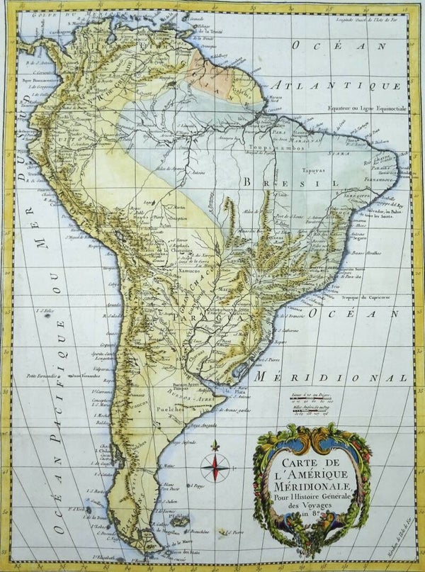 South America, J.N. Bellin, 1757, Carte de l´Amerique Meridionale