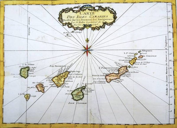 Spain, Canary Islands J.N. Bellin, 1746, Carte Des Isles Canaries….