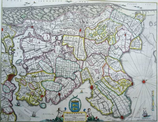 Netherlands, Noord Holland, Amsterdam, Alkmaar W. Blaeu, 1645, Hollandiae pars Septentrionalis, Vulgo Westvriesland en ’t Noorder Quartier.